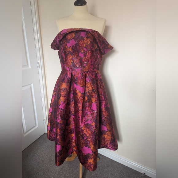 ASOS Bardot off the shoulder collar occasion midi dress size 16 stiff zip - Picture 2 of 6